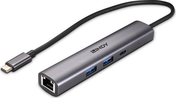 Lindy Lindy 43385 huby i koncentratory USB Type-C 10000 Mbit/s Szary