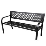 Mamido Záhradná kovová lavica s operadlom čierna