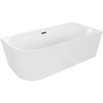 MEXEN/S - Mia voľne stojaca rohová vaňa pravá 160 x 80, biela, sifón a prepad čierna 52691608000P-70