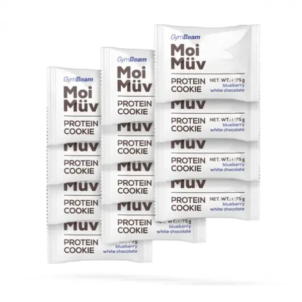 MoiMüv Protein Cookie - GymBeam (čučoriedka biela čokoláda, 12 x 75 g) (48406-10-čučoriedka-bielačokoláda-12x75g)