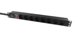 Lanview Rozvodný panel 19" 1U 8x Schuko / Rozvodný panel / 16 A / C14 / 2 m kábel / čierna (LVR-2MSCH-SCH-C13-8)