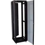 Xtendlan 42U/800x800 čierna / Stojanový rozvádzač / 19" / sklenené dvere / plný chrbát (ECO-42U-88-BLACK-S)