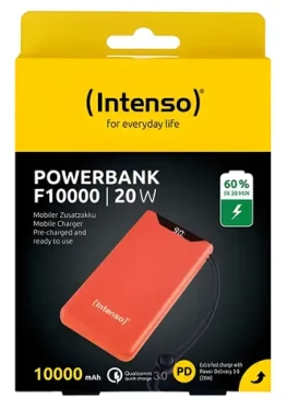INTENSO F10000 oranžová / Powerbanka / 10000 mAh / USB-C PD / USB-A QC3.0 / 20W (7332038)