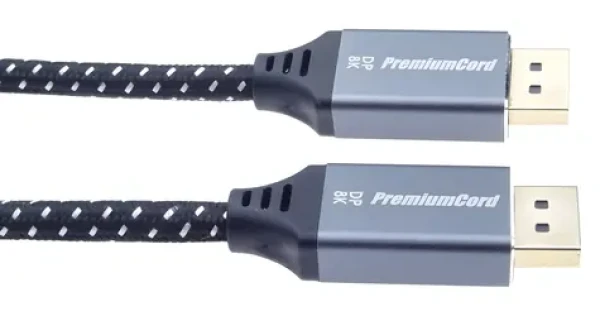 PremiumCord DisplayPort 1.4 prípojný kábel MM 1 m / Video kábel / 8K 60Hz / kovové krytky / pozlátené konektory (kport10-01)