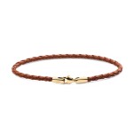 Daniel Wellington Hnedý pletený kožený náramok St Mawes Daniel DW0040174 17,5 cm