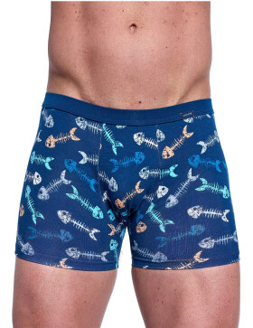 Pánske boxerky Tattoo Fishbone 280/247 Dark Blue Pattern - Cornette XXL tmavě modrá - vzor