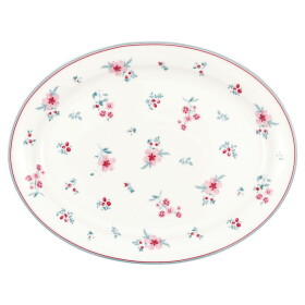 GREEN GATE Servírovací oválny tanier Sila White