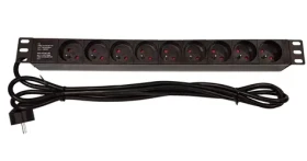 Lexi-net Rozvodný panel 9x230V / Rozvodný panel / 19" / 1U / kábel 3 m (NAPPAN2260B)