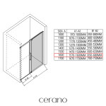 CERANO - Sprchovací kút Lantono L/P - 8 mm - Soft-Close - čierna matná, transparentné sklo - 160x70x195 - posuvný CER-433214