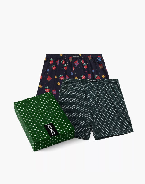 Boxerky Atlantic 2GMB-006 A'2 S-2XL tmavě modrá a smaragdová S