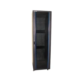Xtendlan 47U/800x1000 čierny / Stojanový rozvádzač / 19" / sklenené dvere / perforovaný chrbát (TELCO-47U-810-BLACK-P)
