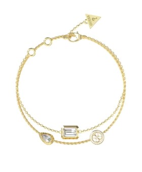 Guess Dvojitý pozlátený náramok so zirkónmi 4G Light JUBB05237JWYG 21 cm