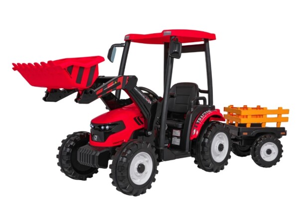 Mamido Detský elektrický traktor MEGA D68 24V s prívesom červený