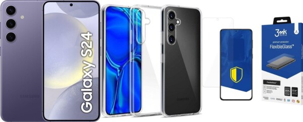 Samsung Galaxy S24 5G 8/256GB Fioletowy (SM-S921BZV) + FlexibleGlass + Etui Clear Case