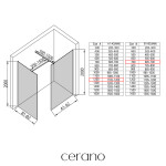 CERANO - Sprchová zástena Walk-in Onyx TL/P - 8 mm - hranatá vzpera - čierna matná, bronzové sklo - 120x70x200 CER-686800