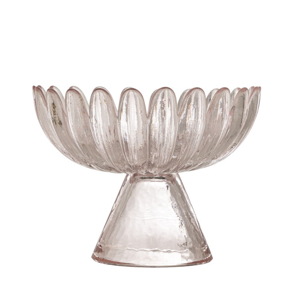 Bloomingville Sklenená miska na podstavci Nalu Rose Glass