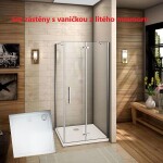 H K - Štvorcový sprchovací kút MELODY F5 90x90 cm s jednokrídlovými dverami s pevnou stenou vrátane sprchovej vaničky z liateho mramoru SE-MELODYF59090/THOR-90SQ