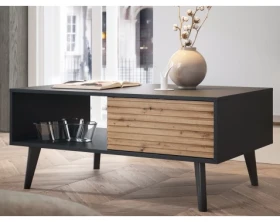 Konferenčný stolík so zásuvkami Willow, čierny/dub artisan%