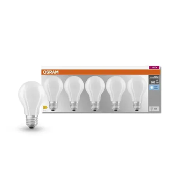 OSRAM LED BASE Classic E27 žiarovky 5 ks / 6,5 W / 4000 K (O5466531)
