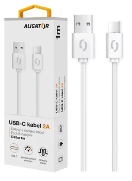 Aligator Dátový kábel 2A USB-C 1m / biely (DAKA006)