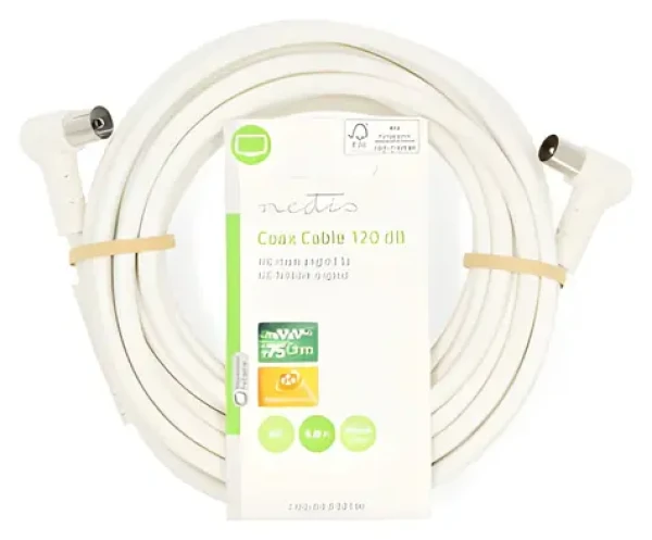 Nedis Koaxiálny kábel biela / Anténny kábel / 120 dB / 75 Ohm / 4X tienenie / 5 m (CSGL40120WT50)