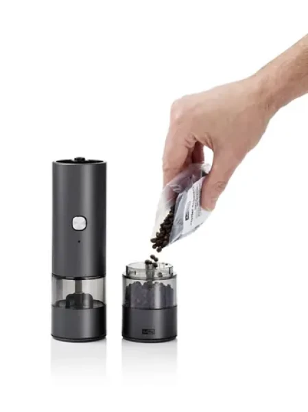 AdHoc i.Mill Duo tmavo šedá / Mlynček na soľ a korenie / USB-C / keramický mechanizmus / výška 23,5 cm (EP143)