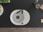 MEXEN/S MEXEN/S - Kevin granitový drez 1 s odkvapkávačom 586 x 458 mm, biela, + čierny sifón 6517581005-20-B