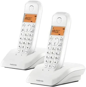 Motorola S1202 Duo biela / DECT bezdrôtový telefón / 2 slúchadlá v balení / LCD displej / identifikácia volajúceho (C69000D48O2AESDW)
