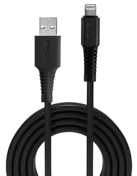 Lindy čierna / Kábel / USB-A na Lightning / 1 m / MFi (31320)
