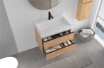 CERANO - Kúpeľňová skrinka Velora - dub medový, úchytka čierna + umývadlo z lit. mramoru s otvorom Vita - biela lesklá - 70x63x46,5 CER-8050BD83879