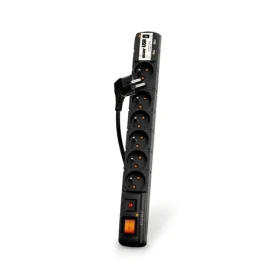 Acar USB panel s přepěťovou ochranou černý / Prodlužovací panel / 6 zásuvek / 2x USB / 3m / 2300W (ppacarusb-3)