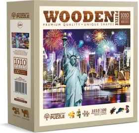 Wooden City Drevené puzzle Nočná New York