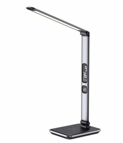 IMMAX LED stolná lampička Heron 2 strieborná / Qi nabíjanie / 8.5W / 504lm / DC 12V / 25A / stmievateľná / sklápacie rameno / (08968L)