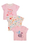 Detské tričko s krátkym rukávom 3pack, Minoti, Garden 3, ružová - 62/68 | 3-6m