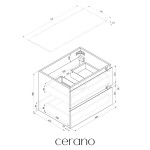 CERANO - Kúpeľňová skrinka Carole - dub medový + doska pod umývadlo z lit. mramoru Elanys - 12 mm - biela matná - 60x49,2x46 CER-679348