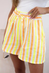 Dámske bavlnené šortky Striped Yellow Neon UNI