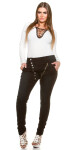 Curvy Girls Size! Skinnies with buttons and zip black