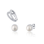 JwL Luxury Pearls Moderný set pozlátených náušníc (1x záušnice, 2x kôstková náušnice) JL0808