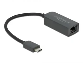 DeLock Adaptér USB Type-C (M) - 2.5 Gigabit LAN kompaktný 0.16m čierna (66645)