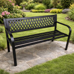 Mamido Záhradná kovová lavica s operadlom čierna