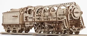 Ugears 3D drevené mechanické puzzle Parná lokomotíva 4-6-0 s tendrem