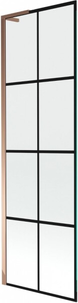 MEXEN/S - Next L vaňová zástena FIX 60 x 150, čierna vzor, ružové zlato 895-060-000-03-77-60