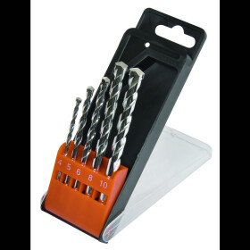 AVIT AV08010 tvrdý kov sada špirálových vrtákov do kameňa 5-dielna 4 mm, 5 mm, 6 mm, 8 mm, 10 mm valcová stopka 1 sada; AV08010