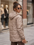 Dámska prešívaná prechodná bunda s kapucňou v kamelovej farbe, FashionStreet TY5799 S