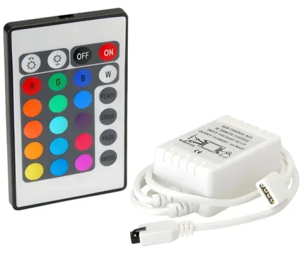 LED RGB radič s diaľkovým ovládaním 12V / Radič LED pásikov / 3x2A / 72W (IR-CONT-RGB)