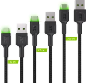 Green Cell KABGCSET01 čierna / Kábel USB-A - USB-C / 2 m (KABGCSET01)
