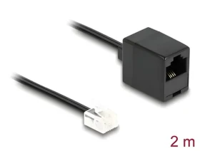 DeLock čierna / Telefónny kábel / RJ11 (M) - RJ45 (F) / plochý / 2 m (88093)