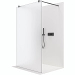 CERANO - Sprchová zástena Walk-in Onyx Duo Ľ/P - 8 mm - okrúhla vzpera - čierna matná, mliečne sklo - 60x200 CER-8050BD2225