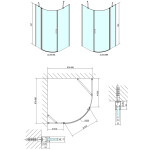 POLYSAN - ZOOM BLACK štvrťkruhová sprchová zástena 900x900, číre sklo, pravá ZL2615BR