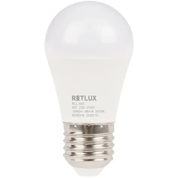 Retlux RLL 641 G45 E27 mini Globe 8W / 1080 lm / 3000K - teplá biela / D (8590669362677)